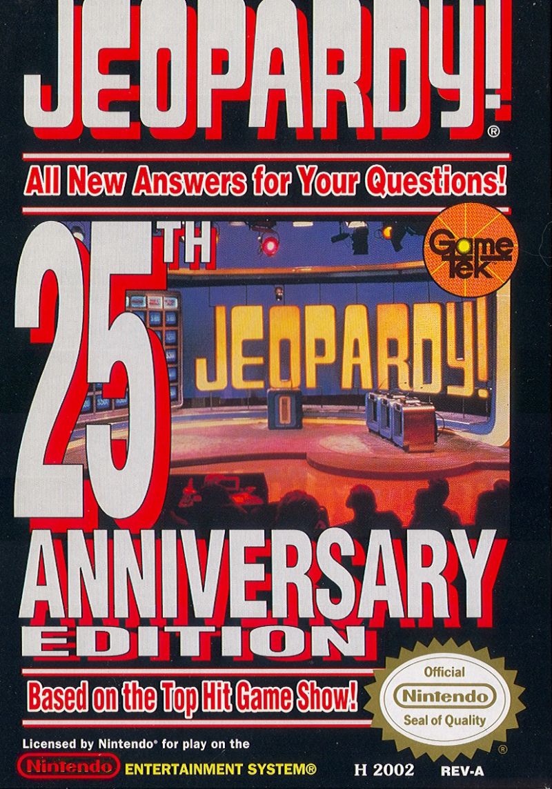 Jeopardy 25th Anniversary box art for NES